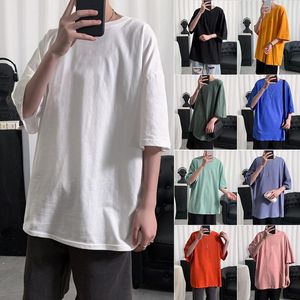 Camisetas para hombre, camiseta de gran tamaño de Color sólido, ropa de estilo de vida, entrenamiento y Fitness, blusa informal de Hip-hop, camiseta de talla grande S-5XL