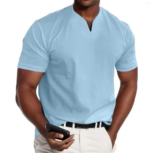 Heren t shirts massief kleuren shirt v-neck t-shirts mode dunne tops zacht voor mannen ademende streetwear dailywear ropa hombre