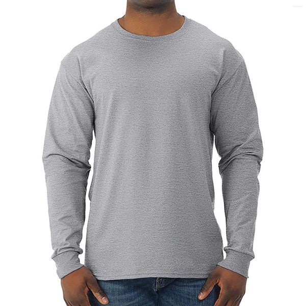 T-Shirts pour hommes T-Shirts de couleur unie pull sweat-shirt col rond chemise à manches longues T-Shirt mince T-Shirt hommes Ropa Hombre