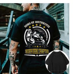 T-shirts pour hommes fils avec arthrite ibuprofène chapitre t-shirts coton vieux motocycle motard