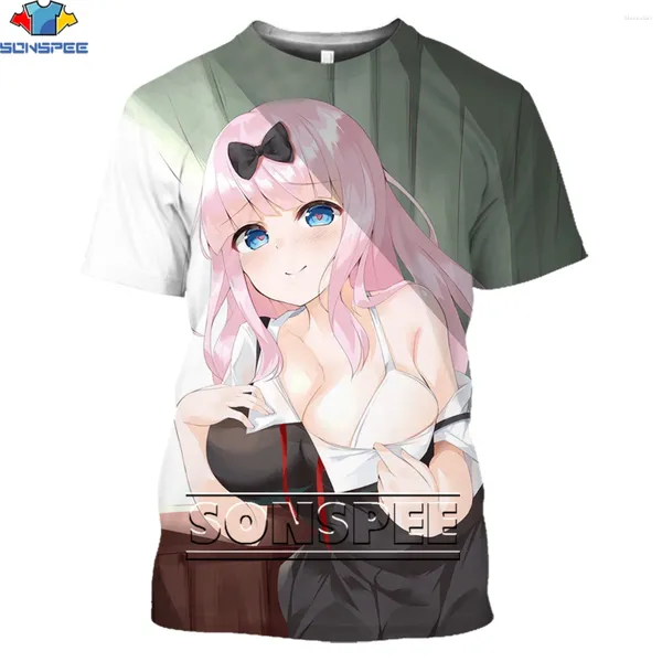 T-shirts hommes Sonspee Anime Kaguya Sama Love Is War Chemise de caractère sexy 3D Imprimer Hommes Femmes Été Manches courtes Streetwear Tops surdimensionnés