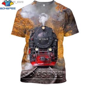 T-shirts hommes Sonspee Transporter Train Chemise rétro Impression 3D Hommes Femmes Été Drôle Punk Hommes Harajuku T-shirt surdimensionné Enfants Top L240304