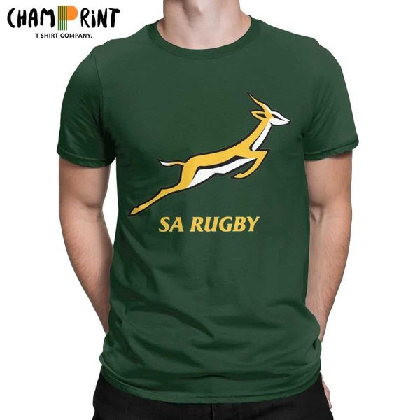 T-shirts masculins South Afric Springbok Rugby Men T-shirts Nouveauté Tee Shirt à manches courtes Clewneck T-shirts Cotton Classic Tops T240425