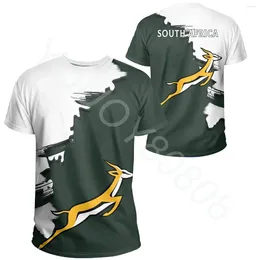 Camisetas para hombre Springbok sudafricano camiseta única estilo rayado ropa zona Casual estampado calle