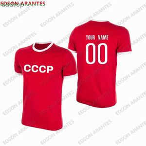 T-shirts voor heren Sovjet Futbol T-shirt Personaliseerde naam Heren Korte mouwen CCCP 1970s Vintage Jersey Aangepaste volwassen en kinderkledingxwxw