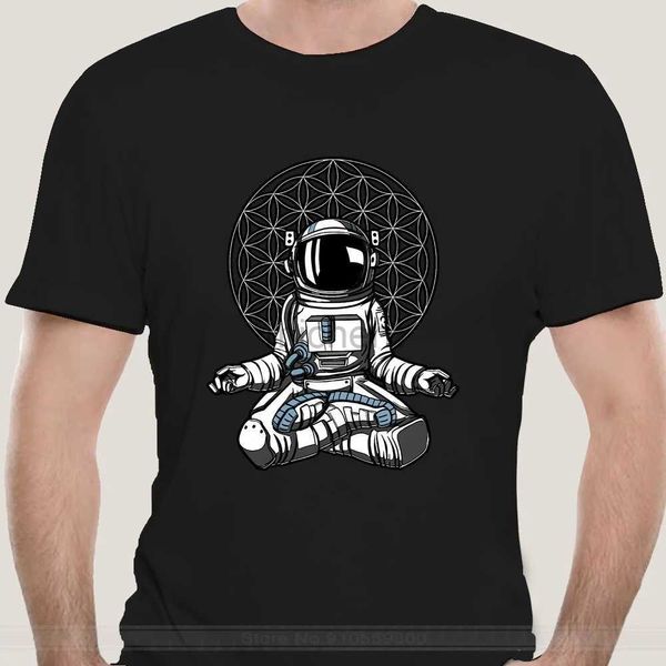 T-shirts masculins Space astronaute yoga méditation t-shirt masculin t-shirt vintage t-shirt zen spirit bouddhiste manche courte d240509