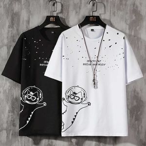 Camisetas para hombres Space Cat Tees Verano Mangas cortas T Shirts Cuello redondo Casual Tops divertidos Harajuku Hip Hop Carttoon Camiseta impresa 2022 Y2302