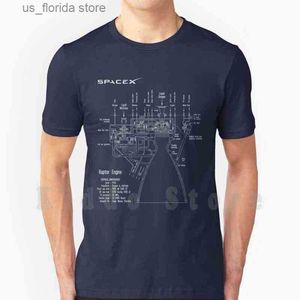 T-shirts voor heren Spacex Raptor Engine Technische blauwdruk T-shirt print voor mannen Katoen New Cool T Spacex Space X Raptor Spacex Raptor Engine G1222 Y240402