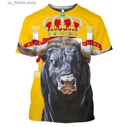 T-shirts voor heren Spanje Bull Shirt Heren T-shirt 3D-bedrukt Tops Mode Korte Slve Sweatshirt Zomer Ronde hals Trui Casual herenkleding Y240314