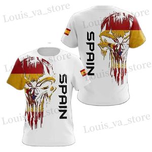 T-shirts masculins Espagne Espagne National Emblem Print 3D Mens T-shirts O-Colk Tops à courte durée