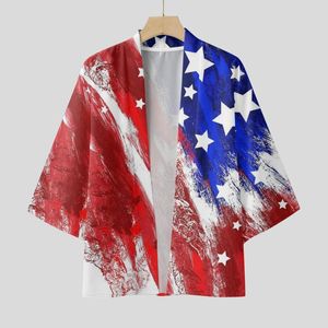 T-shirts pour hommes Spandex Scrub Mâle Printemps et été Cool Semi Independence Day Cardigan à manches longues Tous les Tops pour femmes Casual Tee imprimé