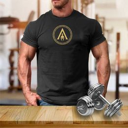 T-shirts pour hommes Spartan Shield Gym Fitness Training Boxing Training T-shirt 100% coton O-cou à manches courtes Casual Mens T-shirt Taille S-3XL J240330