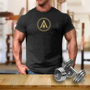 Camisetas para hombres Spartan Shield Gym Entrenamiento físico Entrenamiento de boxeo Camiseta 100% algodón O-cuello Manga corta Casual Camiseta para hombre Tamaño S-3XL J240330