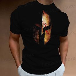 T-shirts masculins Spartan Warriors T-shirt imprimé pour hommes sweats minces de sweat à cou rond