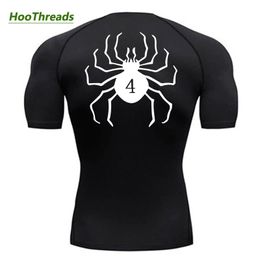 T-shirts pour hommes Chemises de compression à imprimé araignée pour hommes Gym Entraînement Fitness Sous-vêtements à manches courtes T-shirts athlétiques à séchage rapide Tops Sportswear 230825