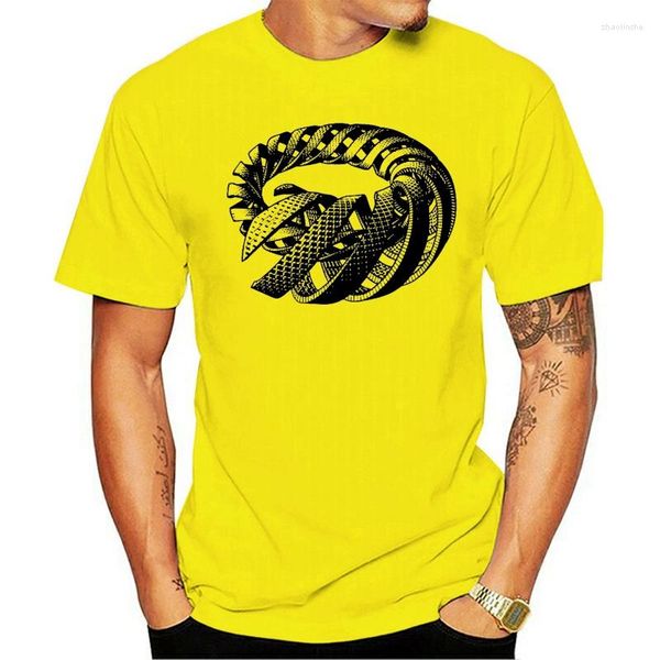 T-shirt en spirale T-shirts pour hommes Escher Unisexe Unisexe imprimé noir sur zinc Silkscreen Cotton cadeau pour lui