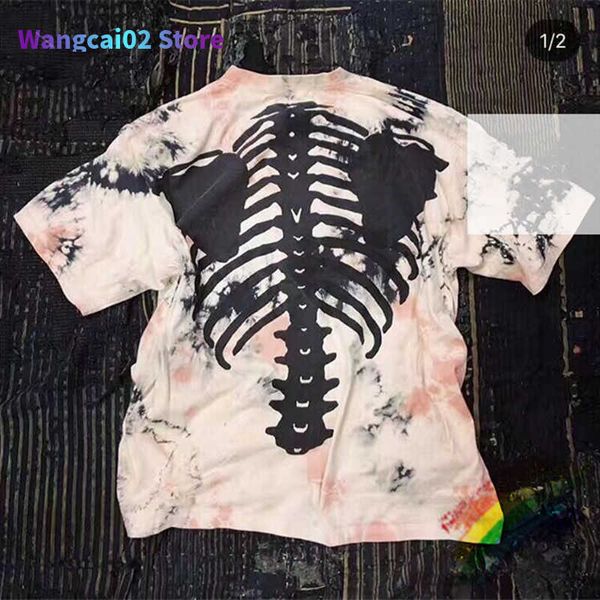 T-shirts hommes Splash Ink Tie-Dye Kapital T-shirt Hommes Femmes 1 1 Meilleure qualité Coton Squelette Os Impression T-shirt T-shirts 020723H