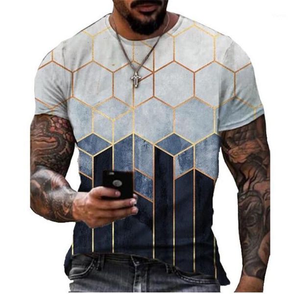 T-shirts pour hommes épissage T-shirt mode Cool Street impression 3D haut 2022 été pullover décontracté vêtements Sexy