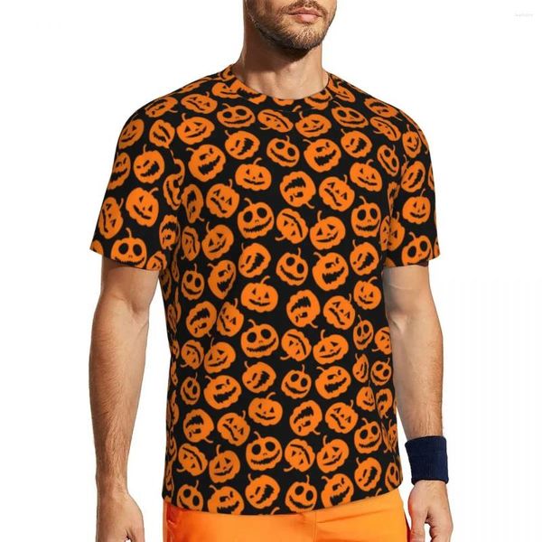 Camisetas para hombre Camisa espeluznante de Halloween Estampado de calabaza Tendencias Camisetas para correr Tops de manga corta de secado rápido Verano Y2K Camisetas casuales de gran tamaño