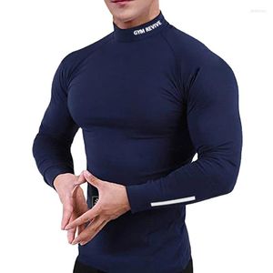 Heren t shirts sport buiten training kleding contrast kleur slank fit mannen#39; s yoga lange mouw t-shirt ronde nek ademend