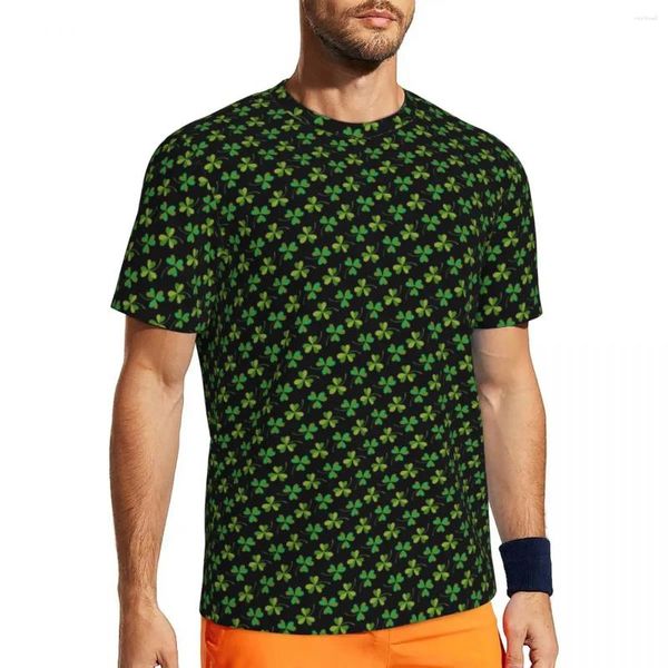 T-shirts pour hommes Chemise de sport pour homme Mignon Shamrock Imprimer T-shirts Harajuku St Patricks Day Summer Tees O Neck Y2K Fun Tops personnalisés Plus Taille