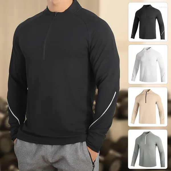 T-shirts pour hommes Pull de sport Hommes Automne et hiver à manches longues à manches longues Pull Casual Loose Running T-shirt Cyclisme Fitness