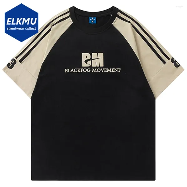 T-shirts pour hommes T-shirts de sport Hommes 2024 Surdimensionné Y2K Chemise Lettre Imprimé Color Block Patchwork Harajuku Hip Hop Streetwear Tee Tops