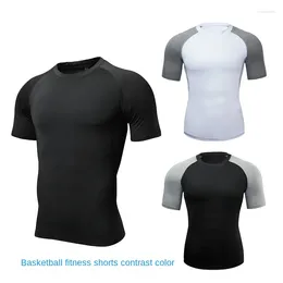 T-shirts pour hommes collants de sport T-shirt à manches courtes élastiques vêtements de Fitness entraînement de course Compression de basket-ball