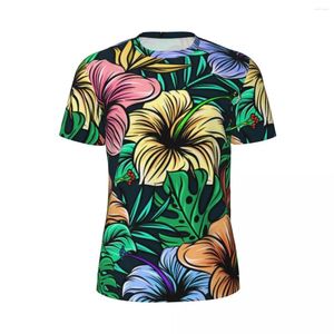 T-shirts pour hommes Chemise de sport pour hommes Feuilles de palmier T-shirts Mode Florals tropicaux Imprimer T-shirts d'été O Cou Style de rue Vêtements personnalisés