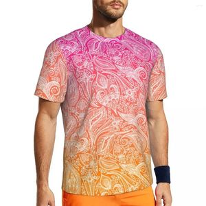 T-Shirts pour hommes vêtements de sport chemise pour hommes T-Shirts Paisley blanc rose à Orange t-shirt d'été col rond Y2K amusant graphique hauts cadeau