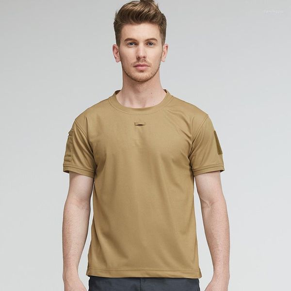 Camisetas para hombre, camiseta de ventilador militar para exteriores, camiseta de verano de secado rápido, luz de manga corta, entrenamiento de talla grande de las Fuerzas Especiales