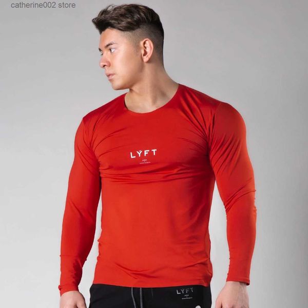 T-shirts pour hommes Printemps et Automne Nouveaux Hommes Running Fitness Slim Manches Longues Hommes Gym Musculation Maille Rouge T-shirt Marque De Mode Tops De Sport T230601