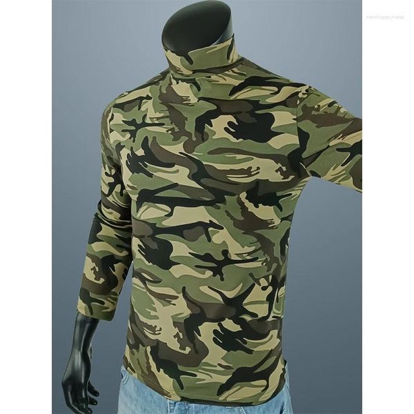 T-shirts pour hommes printemps et été demi-col roulé camouflage manches longues hommes chemise forces spéciales style militaire 2xl surdimensionné à l'intérieur