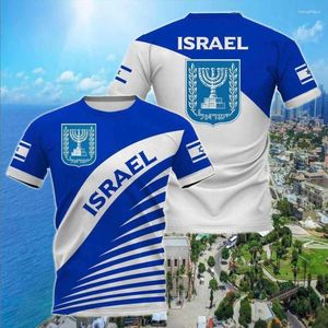 T-shirts pour hommes printemps et été Israël T-shirt imprimé en 3D drapeau israélien hauts chemise à manches courtes col rond vêtements Vintage surdimensionnés
