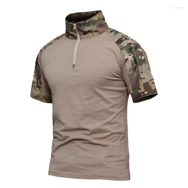 T-shirts pour hommes Printemps et été Runner-up Camouflage Costume tactique Entraînement en plein air Casual Manches courtes de l'instructeur respirant