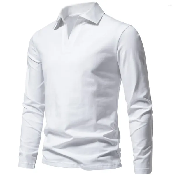 Camisetas para hombre, camisa de primavera y otoño, camisetas de manga larga 95% algodón, camisetas para hombre de Color sólido Vintage con cuello vuelto, camiseta informal para hombre 5XL