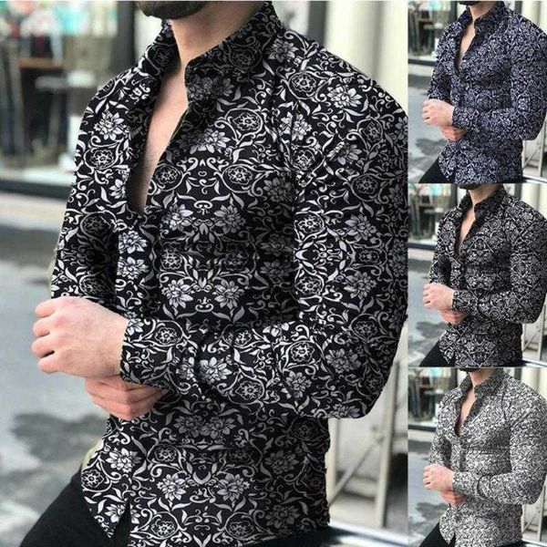 T-shirts pour hommes printemps nouveaux chemises masculines Muscle Muscle Men's Polo Cardigan Fleur Shirts Slim Fit Shirt Trend Man Tees Polos Tops