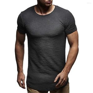 Camisetas de hombre de calidad de primavera, camisa informal de manga corta lisa de gran tamaño, camisetas de cuello redondo de algodón suave elástico