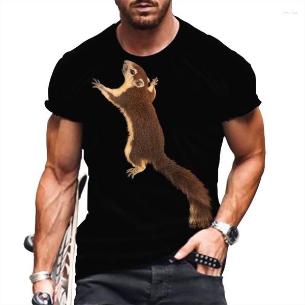 T-shirts pour hommes Écureuil 3D T-shirts imprimés numériques T-shirts d'été Motif animal Casual Col rond Manches courtes Tops surdimensionnés Hommes Cloys Vêtements