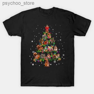T-shirts voor heren Eekhoorn Kerstboom Kerstcadeau T-shirt 100% katoen O-hals Zomer Korte mouw Casual heren T-shirt Maat S-3XL Q240130