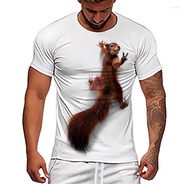T-shirts pour hommes motif écureuil 3D T-shirts pour hommes à manches courtes été Streetwear hauts surdimensionnés imprimé animal ample t-shirt décontracté grande taille