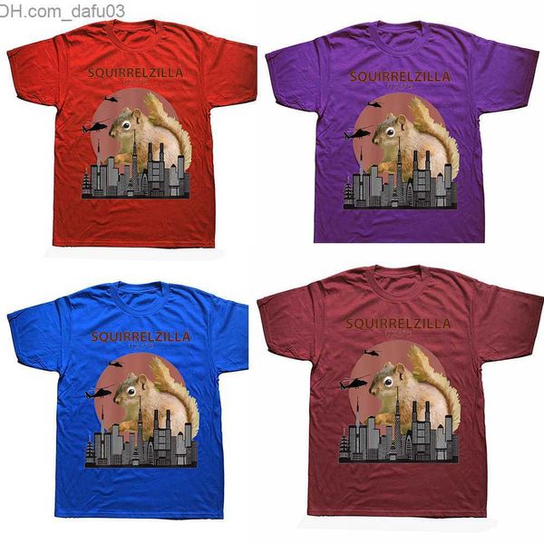 Camisetas de hombre Squirrelzilla Funny Squirrel Lovers Camisetas Verano Gráfico Algodón Streetwear Manga corta Regalos de cumpleaños Camiseta Ropa para hombre Z230711