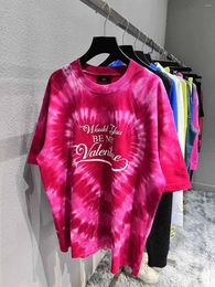 Camisetas para hombre Ss Luxury Valentine Printed Tie-dye Tees Hiphop Oversized Men Casual Cotton Shirt