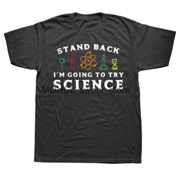 Les t-shirts masculins se tiennent en arrière, je vais essayer la science drôle scientifique t-shirts graphiques Strtwear court slve cadeaux d'anniversaire T-shirt Summer H240506