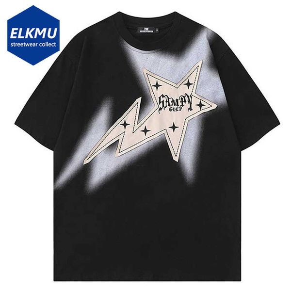 T-shirts pour hommes Star Splicing Hommes surdimensionnés T-shirt Streetwear Harajuku T-shirts 2023 Homme Mode Casual T-shirt en coton lâche Hip Hop Y2K Tops J230516