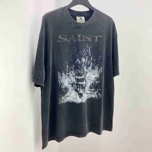T-shirts pour hommes Star Style Petite Mode Saint Michael Dark Limited High Street Old Wash T-Shirt4867