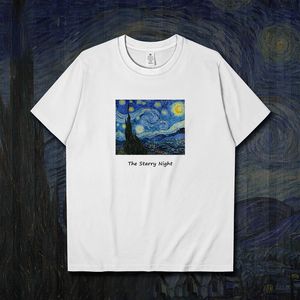 T-shirts voor heren sterrenhemel kunst schilderen high-end heren luxe t-shirt katoenen zomer Koreaanse luxe kleding lichtkwaliteit en interessante kleding 230508