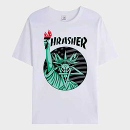 T-shirts masculins Statue de la liberté T-shirt imprimé T-shirt Mens décontracté Slet Hip Hop Streetwear surdimension