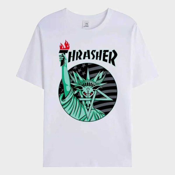 T-shirts masculins Statue de la liberté T-shirt imprimé T-shirt Mens décontracté Slet Hip Hop Streetwear surdimension