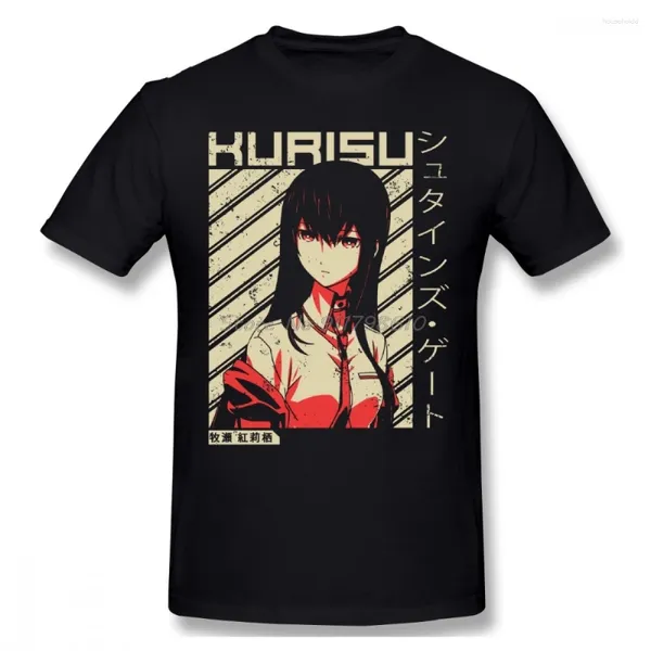 Camisetas para hombre Steins Gate Makise Kurisu, camiseta de Anime para hombre, camiseta de talla grande de algodón con cuello redondo, camisetas de manga corta, ropa de calle Harajuku